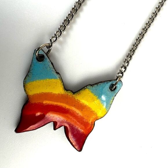 Rainbow butterfly pendant necklace - Picture 8 of 10